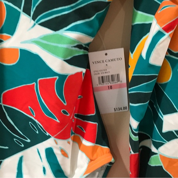 Vince Camuto Swimsuit One Piece Open Back Sz 10 Tropical Print Long Sleeve NWT - Picture 5 of 8